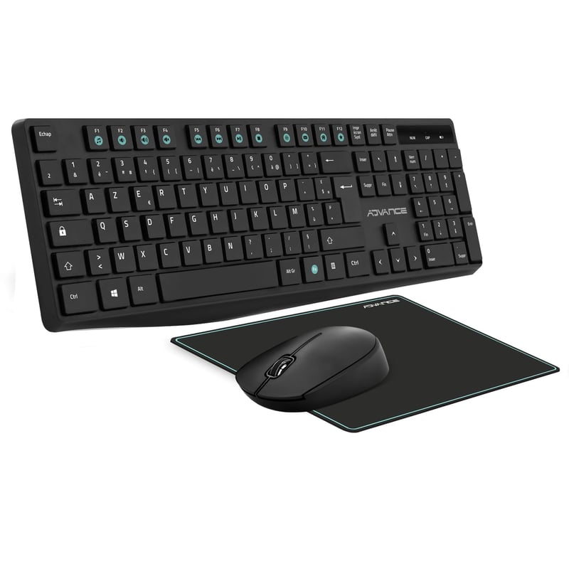 AD ADVANCE Elite Bezdrôtová Súprava Klávesnice a Myši - Čierna, Balenie 3 Kusy, Ergonomická, USB Pripojenie, Kompatibilná s PC/Laptopom/Tabletom