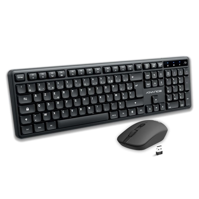 AD ADVANCE SilentKeys bežični set tipkovnice i miša - crni - AZERTY 105 tipki