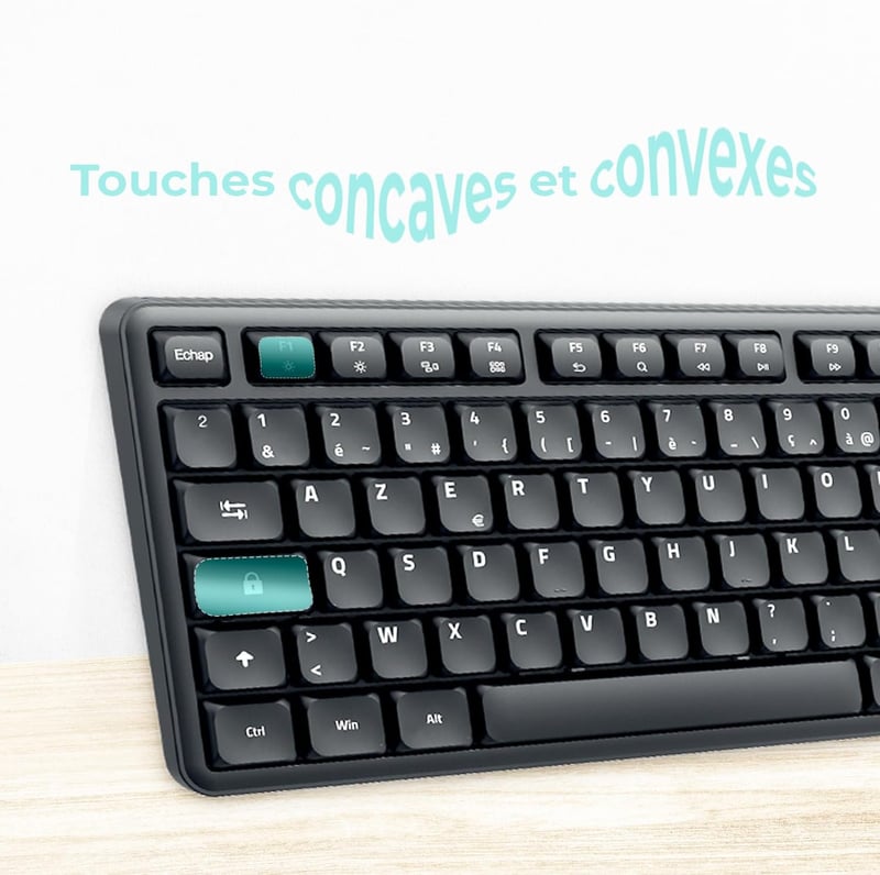 AD ADVANCE SilentKeys Wireless Billentyűzet és Egér Szett PC Mac AZERTY 105 Gomb