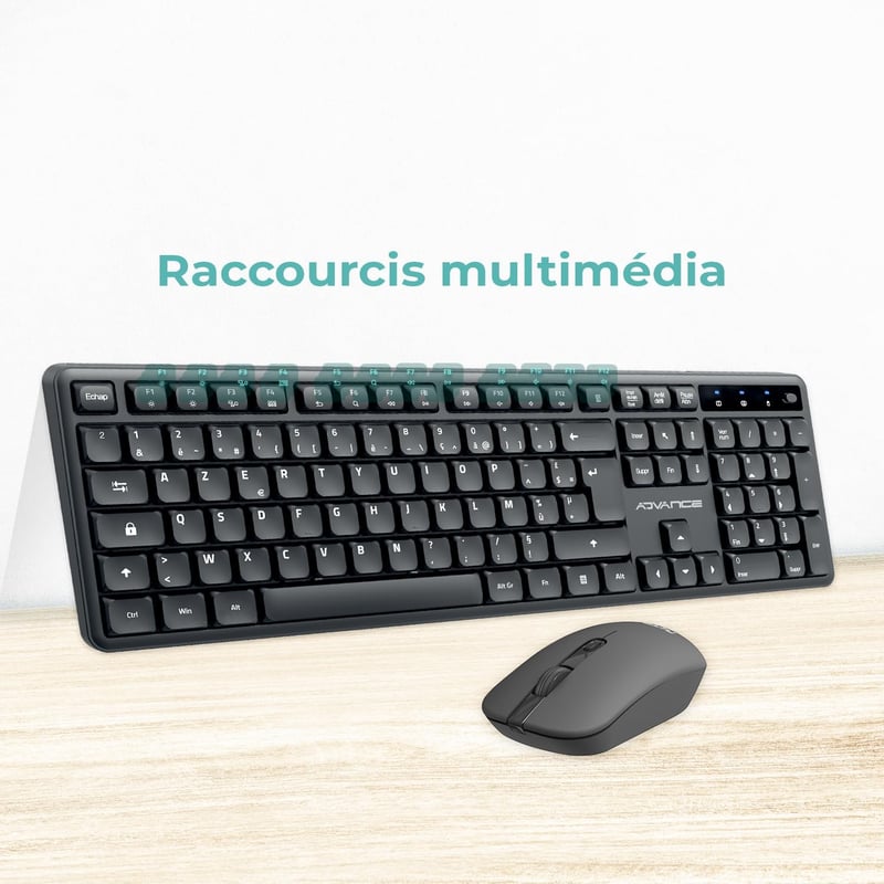 AD ADVANCE SilentKeys Wireless Billentyűzet és Egér Szett PC Mac AZERTY 105 Gomb