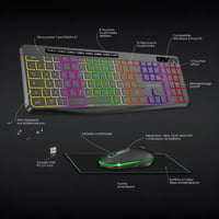 AD ADVANCE Vezeték Nélküli Billentyűzet Egér Szett RGB Háttérvilágítás Csendes Optikai LED Egér 1600 DPI Újratölthető PC Mac Laptop 4
