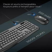 AD ADVANCE Vezeték Nélküli Billentyűzet Egér Szett RGB Háttérvilágítás Csendes Optikai LED Egér 1600 DPI Újratölthető PC Mac Laptop 6