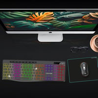 AD ADVANCE Vezeték Nélküli Billentyűzet Egér Szett RGB Háttérvilágítás Csendes Optikai LED Egér 1600 DPI Újratölthető PC Mac Laptop 8