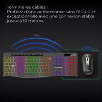 AD ADVANCE Vezeték Nélküli Billentyűzet Egér Szett RGB Háttérvilágítás Csendes Optikai LED Egér 1600 DPI Újratölthető PC Mac Laptop 2