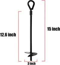 Jayzod Földhorgony 38 cm - Acél Talajrögzítő Fúróval Telepíthető - Trambulinhoz, Sátorhoz, Hintához - 4 db Fekete Horgony Kerti Eszközökhöz 2
