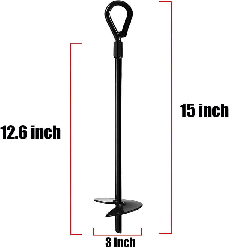 Jayzod Földhorgony 38 cm - Acél Talajrögzítő Fúróval Telepíthető - Trambulinhoz, Sátorhoz, Hintához - 4 db Fekete Horgony Kerti Eszközökhöz