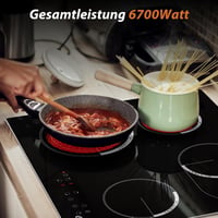 Cooksir Beépíthető Üvegkerámia Főzőlap 59 cm - 4 Zónás, Ovális és Dupla Főzőfelülettel, 6700W, Gyerekzárral, Túlmelegedés Elleni Védelemmel - Set of 4 With Oval Zone 5