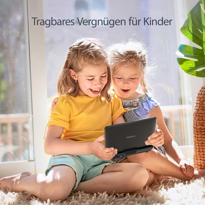 YOTON 9,5" Hordozható DVD Lejátszó Gyerekeknek Autóba, 7,5" HD Forgatható Képernyővel, 6 Órás Akkumulátorral, TV/USB/SD Kártya Támogatással