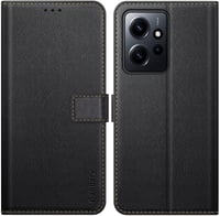 Xiaomi Redmi Note 12 4G Prémium Bőr Flip Tok - Kártyatartós, Mágneses, Állványos (Fekete) 9