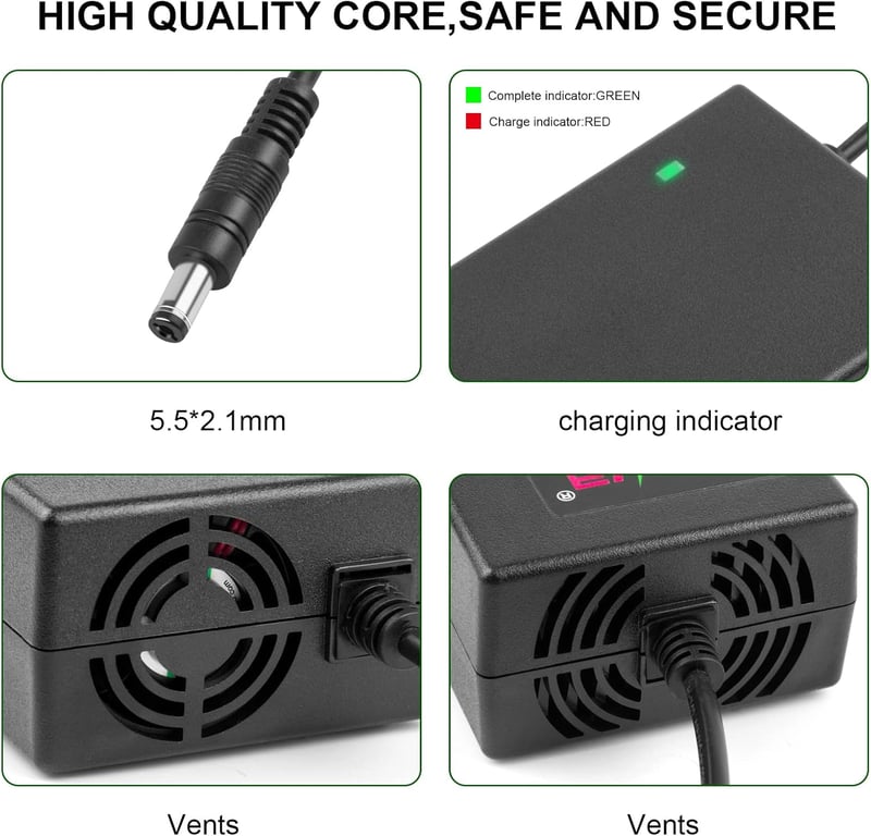 Labtec 54.6V 2A Töltőkábel 48V Lítium-ion Akkumulátorokhoz - E-Bike, Elektromos Kerékpár, Hoverboard és Önegyensúlyozó Roller Töltő 5.5x2.1m