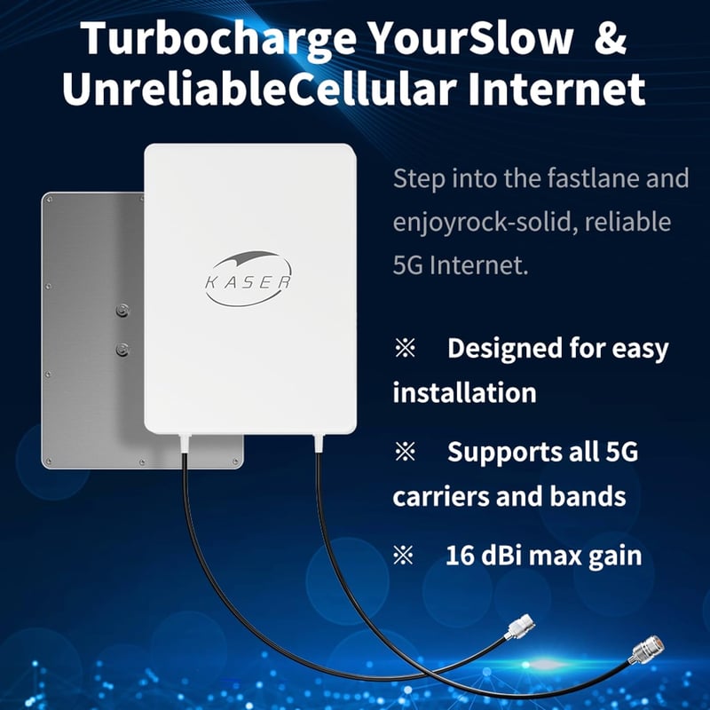 KASER 5G MIMO Kültéri Antenna N78 Sávhoz 3300-3800 MHz, 15dBi Erősítéssel, 10m Alacsony Veszteségű Kábellel, SMA/TS9 Adapterrel, 5G Routerek