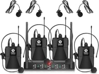 D Debra AU400 Pro UHF 4-Csatornás Vezeték Nélküli Mikrofonrendszer Csíptetős és Fejpántos Mikrofonokkal, Fém Vevőegységgel - Karaoke, Rendez 1
