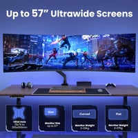 PUTORSEN Monitortartó Kar 22-57" Képernyőkhöz - Magasságállítható Asztali Monitorrögzítő 27kg-ig, VESA 200x200mm, Ultraszéles Monitorokhoz,  2