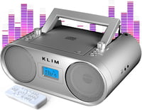 KLIM Boombox B4 Hordozható CD Lejátszó AM/FM Rádióval, Bluetooth, USB, MP3 Funkcióval, Újratölthető Akkumulátorral, Távirányítóval és Digitá 1