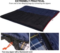 REDCAMP XL Pamut Hálózsák Levehető Kapucnival - Kényelmes Flanell Takaró 3-4 Évszakos Használatra, Felnőtteknek és Gyerekeknek, Kempingezésh - Blue with 2 lbs filling 5