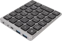 Yunseity Bluetooth és USB-s numerikus billentyűzet, 28 gombos, iOS/Android/Windows, szürke-fekete 1
