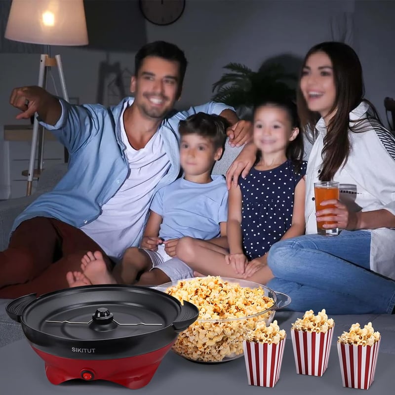 SIKITUT 5L-es Otthoni Popcorn Készítő Gép Tapadásmentes Bevonattal
