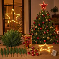 Vianočný set Hviezda: 50x vetvička + 32x mini gule + LED reťaz + červená LED špica 1