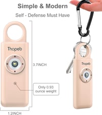 Thopeb Személyi Riasztó Kulcstartó - 130 dB Hangos Sziréna, Stroboszkóp Fény, Vészjelző Időseknek, Nőknek, Diákoknak - Vízálló, Akkumulátoro 3