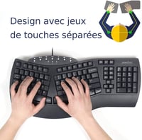 Perixx PERIBOARD-512 Nagy Méretű Ergonomikus Vezetékes USB Billentyűzet Windows Rendszerhez - Fekete, AZERTY, 7 Multimédia Gombbal 2