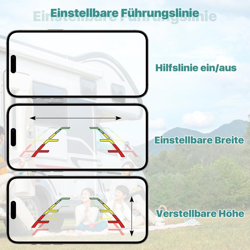 GREENAUTO 5G WiFi HD Tolatókamera 170° Látószöggel iPhone és Android Készülékekhez