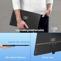 Thinlerain 15,6" Hordozható Érintőképernyős Monitor - Full HD IPS, USB-C/HDMI, 10-pontos Érintés, Beépített Hangszórók, PC/Laptop/Telefon Ko 3