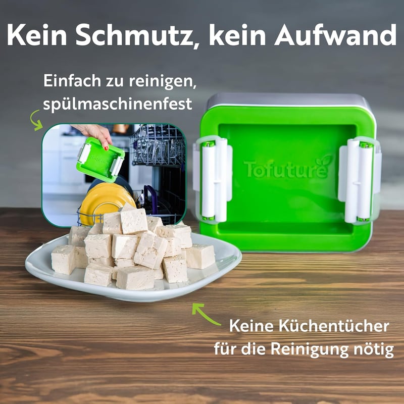Tofuture Tofu Prés - Egyedi Stílusú Konyhai Eszköz Tofu Készítéshez, Fehér/Zöld, 400g Kapacitás, Műanyag