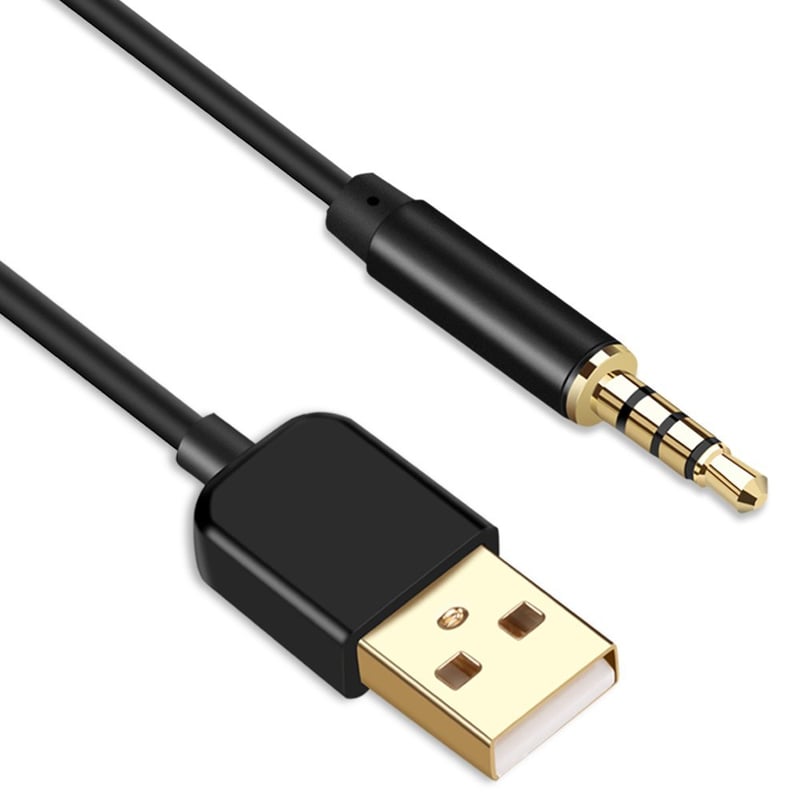 AGPTEK USB-s adatkábel MP3/MP4 lejátszókhoz, fekete, 3,5 mm jack