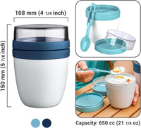 Crystalia Overnight Oats Tároló Szett - 2 db Kék Müzlis Pohár Kanállal, BPA-mentes, Légmentes, Hordozható Joghurt és Chia Puding Tárolóedény 3