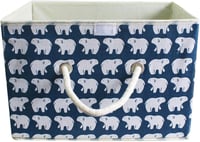 Cutie de depozitare pliabilă Fcalvy cu capac - Cutie de jucării cu model Urs Polar pentru copii, pentru haine - Material bumbac, 38x25x25 cm 2