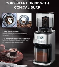 Homtone Elektromos Kávédaráló 51 Őrlési Fokozattal - Portafilterhez és Tárolóhoz, Rozsdamentes Acél, Csepegtetős/Pour Over/Cold Brew/French  14