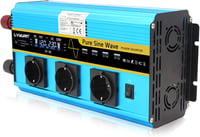 Tiszta szinuszos 3000W/6000W inverter, 12V-230V, 3 EU aljzat, 4 USB, LCD 1
