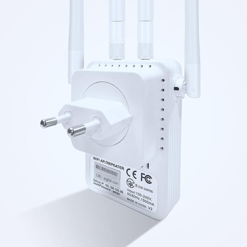 Wodgreat 1200 Mbit/s Dual Band WiFi Jelerősítő, 2.4G & 5G WLAN Repeater Ethernet Porttal, 4 Antennás Jelismétlő, 245m² Lefedettség, AP Mód