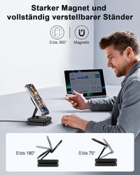 Stație de încărcare wireless inductivă 3 în 1 ADADPU, compatibilă MagSafe, pliabilă, 20 W, pentru iPhone 17-12, Apple Watch 11-2 6