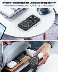 Stație de încărcare wireless inductivă 3 în 1 ADADPU, compatibilă MagSafe, pliabilă, 20 W, pentru iPhone 17-12, Apple Watch 11-2 5