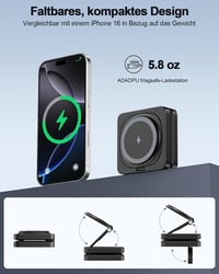 Stație de încărcare wireless inductivă 3 în 1 ADADPU, compatibilă MagSafe, pliabilă, 20 W, pentru iPhone 17-12, Apple Watch 11-2 4