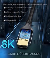 Adauxter HDMI 2.1 kábel 1,5m 48Gbps 8K 60Hz 4K 240Hz eARC 4
