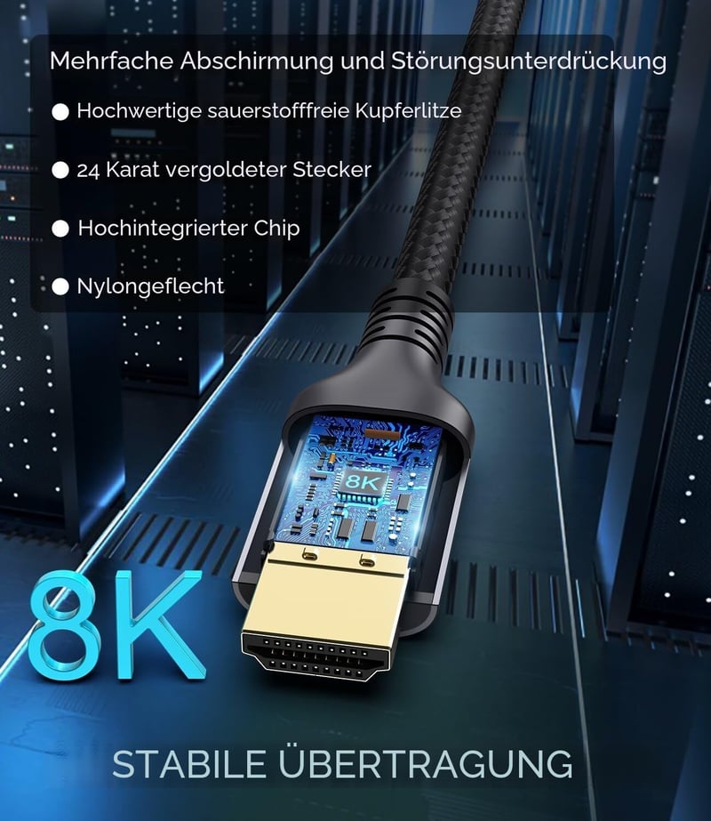 Adauxter HDMI 2.1 kábel 1,5m 48Gbps 8K 60Hz 4K 240Hz eARC