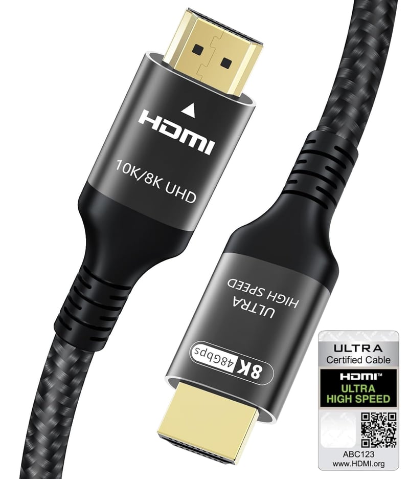 Adauxter HDMI 2.1 Kábel 3M - 48Gbps Ultra Gyors, Fonott, 8K/60Hz, 4K/240Hz, eARC, HDR10+, Kompatibilis PS5, Xbox, TV, Monitor, Laptop