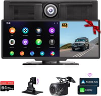 NUOTIAN 10,26" Vezeték Nélküli CarPlay Autós Kijelző, Bluetooth 5.3, 4K Menetrögzítő + 1080P Tolatókamera, GPS Navigáció, 64GB TF, FM 1