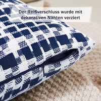Tengerészkék Kockás Díszpárnahuzat 50x50 cm, Rejtett Cipzáros, 2 db-os Szett 3