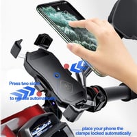 iMESTOU 15W Qi vezeték nélküli telefontartó motorkerékpárra, USB gyorstöltővel, 3,5-6,8" telefonokhoz 2