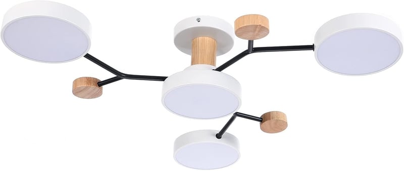 Schindora 4 Fejes LED Mennyezeti Lámpa, 36W Semleges Fehér 4500K, 66cm Fa Dekorációs Világítás Nappaliba, Konyhába, Irodába
