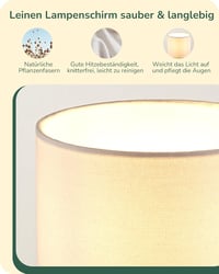 EDISHINE Modern Éjjeli Lámpa, Fehér Vászon Búrával és Arany Fém Alappal, E14 LED Izzóval, Hálószobába, Nappaliba 3