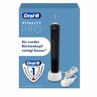 Elektrická zubná kefka Oral-B Vitality Pro s 3 režimami čistenia, čierna – použitá, bez hlavice, s nabíjacou stanicou (stav: pozri 2. obrázok) 1