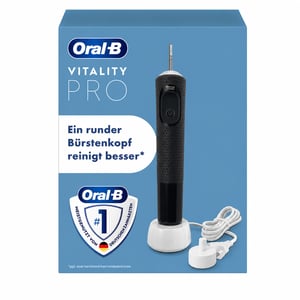 Periuță de dinți electrică Oral-B Vitality Pro cu 3 moduri de curățare, negru - utilizată, fără cap de periuță, cu stație de încărcare (stare: vezi poza a 2-a)