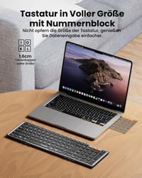 ProtoArc XK01 Plus Bluetooth QWERTZ Összecsukható Billentyűzet Numerikus Résszel - 3 Csatornás Kapcsolat iPad iOS Android Windows Eszközökhö 15
