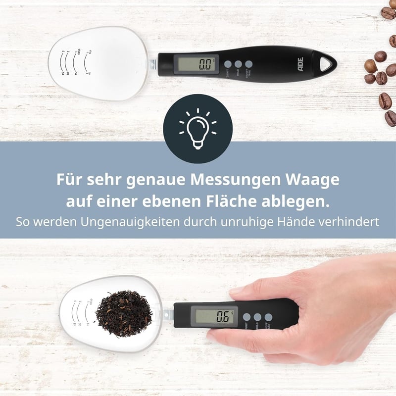 ADE digitális kanál mérleg 0,1g pontosság 300g kapacitás fűszerméréshez