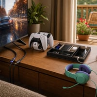 Gamer set za konzole: 1x DP kabel + 1x HDMI kabel + 1x stanica za punjenje + 1x organizator + 1x slušalice 1