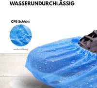 ADEBO vízálló cipővédő 100 db CPE egymeretű eldobható csúszásmentes - standard, 100, Blue 3